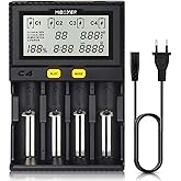 Universal Battery Charger, 18650 Battery Charger with 4 Slots, LCD Display Batteries Charger for Li-Ion LiFePO4 NI-MH NI-Cd A