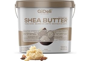 GiDeli Burro di karitè 100% puro e non raffinato, burro di karité naturale per pelle, capelli e cosmetici fai da te, 1000 g