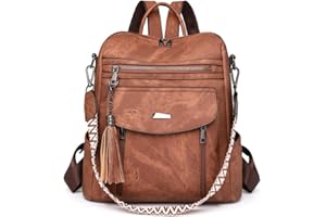 Puwuzixi Leather Backpack Womens Fashion Backpacks PU Waterproof Anti-Theft Ladies Multipurpose Casual Shoulder Bag Purse Convertible Backpack Handbag for Work College Travel