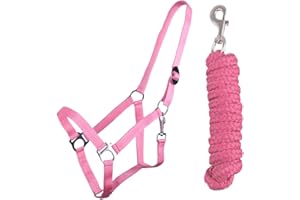 QHP B.V. QHP Halfter-Set Beginner Halfter + Führstrick Heavy Karabinerhaken (Pony, Flamingo pink)