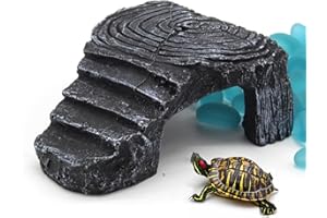 ESENLONG Reptile Turtle Basking Platform, Reptile Rock Habitat Decoration, Resin-Made Small Animal Resting Terrace Hidden Cave, Suitable for Reptile Lizard Chameleon Gecko Frog Salamander
