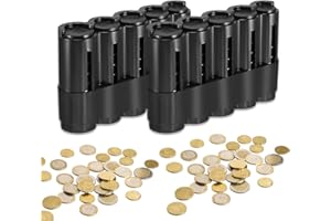 Zamety 2 Stück Münzsortierer Euro, Kleingeld Aufbewahrung mit 5 Münzen-Sortierer, Ergonomisches Design Kleingeld Sortierer, Münzen Aufbewahrung für Kellner und Taxifahrer, Schwarz