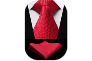 Hisdern Ties for Men Solid Colour Tie and Pocket Square Set Classic Wedding Mens Necktie Formal Elegant Business Party