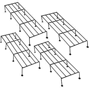 TrustBasket Indigo 24-Inch Plant Stand | Black, (Set of 4) 120 KG Load Capacity, Anti-Rust Metal with Non-Bendable Legs | Ideal for Plant Stands for Outdoor Balcony, Indoor Living Room, Flower Pot Stand for Balcony, Planters for Home Decor