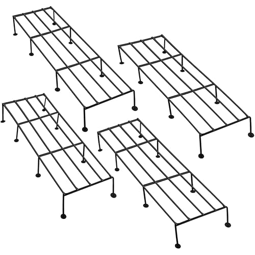 TrustBasket Indigo 24-Inch Plant Stand | Black, (Set of 4) 120 KG Load Capacity, Anti-Rust Metal with Non-Bendable Legs | Ideal for Plant Stands for Outdoor Balcony, Indoor Living Room, Flower Pot Stand for Balcony, Planters for Home Decor