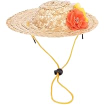 Strohhut Für Haustiere – Sombrero Mit Blumen, Größe S/M/L, Für Hunde & Katzen