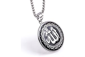 HCMA Nouveau Or/Argent Couleur Titane Acier Arabe Islamique Dieu Allah Pendentif Collier Musulman Hommes Charme Jewelr