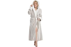 DiaryLook Albornoz Mujer Mullido, Batas de Casa Mujer Invierno, Bata Larga Acogedora Mujer con Capucha, Albornoces de Mujer Suaves y Cálidos de Felpa