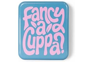 TINIT Tea Bag Travel Tin 'Fancy a Cuppa?' - Portable Metal Tea Bag Storage Box Teabags, Pocket-Sized Container Commuting Gifts Lovers Coffee (Pink on Blue)