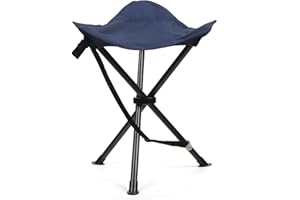Outplea Sgabello Treppiede da Esterno Pieghevole 45 cm, Sgabello Pieghevole Portatile 3 Gambe Antiscivolo, Sedia Pieghevole Portatile per Escursionismo Campeggio Pesca Picnic Spiaggia, Blu