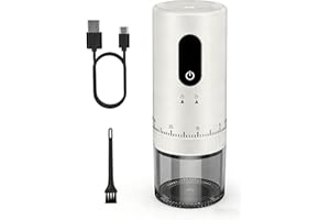 CEVING First Grind-Moulin à café rechargeable pendant la charge avec affichage de batterie LED amélioré, broyage 1,7 fois plus rapide avec 38 paramètres externes réglables et bavures en céramique, portable