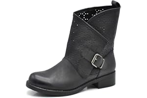 IF Fashion Scarpe da Donna Stivali Stivaletti Alla Caviglia Biker Fibbie Anfibi 630