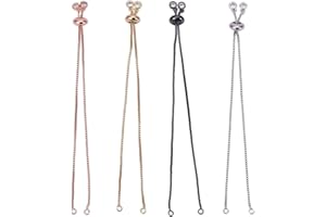 SUNNYCLUE 1 Boîte 8 pcs 4 Couleurs Chaînes Coulissantes Chaînes Extendeurs Réglables avec Embouts à Billes pour Collier Bracelet Fabrication de Bijoux, sans Cadmium et sans Plomb