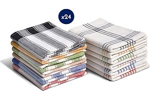 Home Linge Passion Strofinacci da Cucina 100% Cotone (Confezione da 24), Dimensioni 50 x 70 cm (variegatura Blu, Giallo, Verde, Rosso, Beige, Nero), Multicolore
