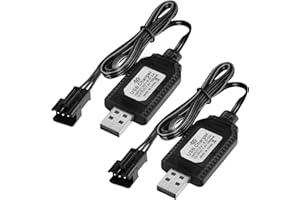 COALWOP RC Ladekabel 7,4V LiPo Akku Ladegerät 2 Stücke USB Kabel mit SM-3 PIN Stecker 7.4V USB Ladekabel für RC Autos Drohnen Quadcopter Ferngesteuerten Spielzeugen Lnkl Überladeschutz LED-Anzeige