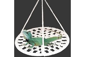 Interfashioner Reptile Hammock, Small Animal Hammock Swing for Bearded Dragon, Birds, Guinea Pig, Reptile Resting Bed (S, Beige)