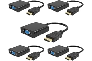 LA BRODÉE HDMI zu VGA, 1080P VGA zu HDMI Adapter Stecker auf Buchse für Computer, Laptop, PC, Monitor, HDTV, Digital-zu-Analog-Konverterkabel für Xbox 360, PS3, TV-Box auf Projektor-Display (5 Stück)
