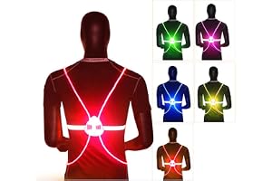 Generic LED-reflexväst, Säkerhetsväst med Hög Synlighet med 4 LED-lampor för Cykling och Löpning, Tvättbar Bekväm Nattlöparvä