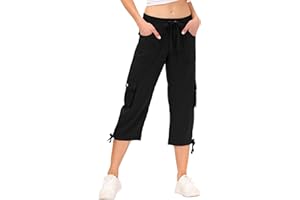 JINSHI Pantalons Femme Pantacourt Cargo d'été 3/4 Long Capri Pantalon avec Plusieurs Poches