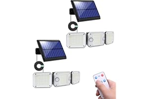 EAGEEN Lampe Solaire Exterieur Deux Detecteur de Mouvement Projecteur Etanche IP65 224 LED Lumiere Solaire avec Telecommande Luminaire Éclairage pour Jardin, Garage, Carport, Terrasse, Maison (Lot de 2)