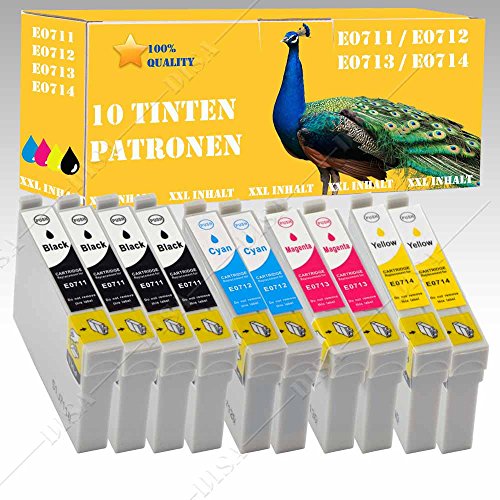 10 Tintenpatronen passend für Epson Stylus: DX9200 / DX9400F / S20 / S21 / SX100 / SX105 / SX110 / SX115 / SX200 / SX205 / SX210 / SX215 / SX218