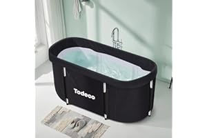 Todeco Baignoire Pliable Adulte, Grand Baignoire Pour SPA Portable Mobile pour Douche, Pliante SPA pour Petite Salle de Bain, Trempage Autoportante, 120x55x50cm (noir)