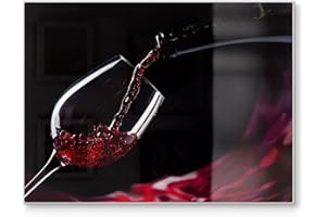 DEQORI Planche à découper en verre | Grande taille 40 x 30 cm | Motif « vin rouge versé dans le verre » | Planche à découper design pour cuisine | Planche à petit-déjeuner antibactérienne &