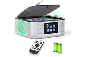 [2025 New] ARAFUNA CD Player Tragbarer, Radio mit CD Player Bluetooth, Boombox CD-Spieler mit Lautsprechern, 3000mAh Klein Musikplayer, LED-Farbdisplay, Fernbedienung, FM/USB/AUX Unterstützung