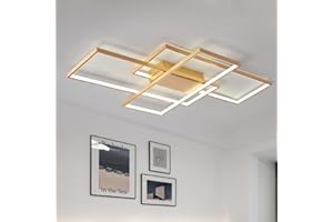 JIINOO Dimmable LED Ceiling Light, 110cm Flush Mounted Ceiling Light with Remote Control, 70W Square Acrylic Modern Simple Design Fixture for Bedroom Living Room, Gold
