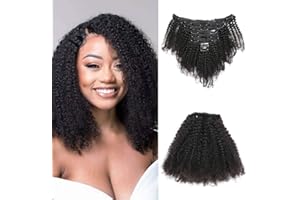 DSOAR 20 Inch Afro Kinky Curly Clip In Przedłużanie Włosów 8 Sztuk/Zestaw z 18 Klipsami 8A Virgin Human Hair Clip in Extensions 120 Gramów/Zestaw