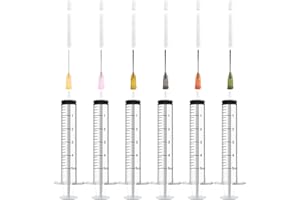 WEFINEST Pack of 6 5 ml Syringes with Needle, Plastic Syringe with Caps, Ink Syringe Versatile Disposable Syringes 5 ml, Plastic Syringe Individually Packed Colostrum Syringe for Garden, Pet Care