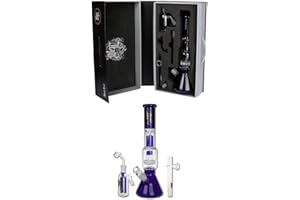 BONG- DISCOUNT.DE Bong-discount - Bong a olio "Black Leaf", 35 cm, NS 19/14, in vetro borosilicato, per valigia, bong per ghiaccio con pre-refrigeratore, Kawumm