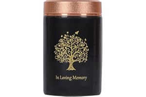 YOUDEAR MEMORIALS Kleine Urne für menschliche Asche – 7,6 cm Baum des Lebens, handgefertigte Urne – schöne kleine Andenken-Urne – Mini-Urne aus Keramik – fasst 12,7 cm Asche
