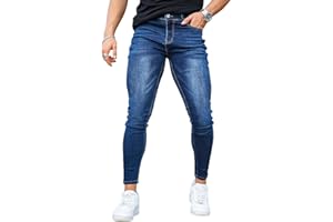 GINGTTO Jeans Strappato Uomo Pantaloni Stretch Slim Fit Denim Elastico Casual Vita Bassa 28W 30W 32W 34W 36W