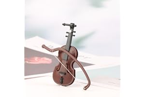 BEEJOY Miniature Violin, 8cm Wooden Instrument Model Tiny Violin with Bow Worlds Smallest Violin Creative Painted Surface Simulation Mini Musical Ornament Toy Gifts for Decorating Dollhouse Home Office