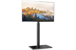FITUEYES Support TV sur Pied pour Téléviseurs de 32-60 Pouces Plasma/LED/LCD/OLED Incurvés & Plats - Pied TV Pivotant 70° Réglages en Hauteur 1060-1240 MM jusqu'à 30 KG, Max VESA 600x400 MM