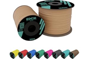 EdcX 2 mm Nylon Paracord 275 (50 et 100 m) - Corde 100% Nylon, Corde 3 brins, Corde Nylon 2 mm en Plusieurs Couleurs (Tan, 50 m)