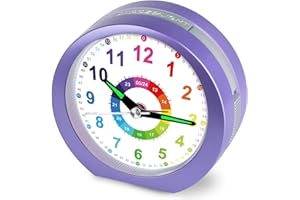 ‎DTKID DTKID Wecker Kinder, Kinderwecker Ohne Ticken mit Snooze und Nachtlicht, Analoger Wecker für Jungen und Mädchen, Lernwecker Kinder, Batteriebetrieben