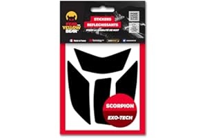 FEAR THE YELLOW BEAR YELLOW BEAR Fear The Yellow Bear© Easy Replica Scorpion Exo Tech™, Kit 4 Stickers réfléchissants REPOSITIONNABLES, pour Casque Moto, 3M™ Technology (Noir, SCORPION EXO TECH)