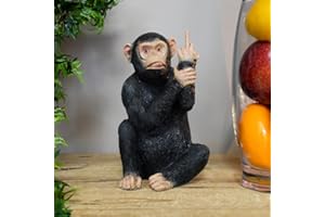 The Enchanted Garden Bringing Gardens To Life - Statuetta scimmia scortese nera, decorazione per la casa, ornamenti e sculture di animali