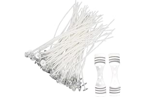 Stoppini per candele, YMWALK 100 pezzi stoppini pre cerati lunghi 15 cm stoppini per candele in cotone con 2 pezzi stoppino fisso in acciaio per fare candele