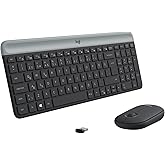 Logitech MK470 Slim Combo Kablosuz Klavye Mouse Seti, 12 FN Kısayolu ile Kompakt Klavye, Sağ ve Sol Elle Kullanılabilir, 10 m