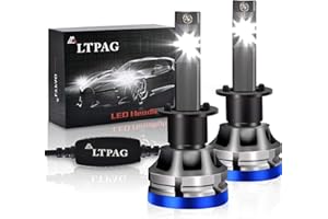 H1 LED, LTPAG Bombilla H1 LED Coche,72W Lampara H1 LED 12000LM Luces LED Coche H1 -CSP Chips 12V/24V Sin Polaridad Faros Reemplazo de Halógena y Kit Xenón H1,Blanco 6000K,Garantía de 2 años para faros