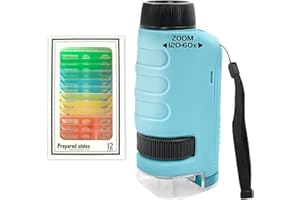 XEERUN Mini Microscope for Kids, 60-120X Pocket Microscope for Kids with LED Light, Portable Handheld Microscope for Children Students Microbiological Observation Learning