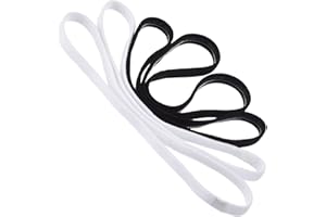 Sumind 4 Pièces Bandes de Sport Élastiques Antidérapantes Bandeaux de Cheveux de Football pour Femmes et Hommes, Noir et Blanc