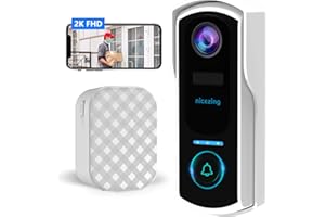 Sonnette sans Fil avec Camera,nicezing 2K FHD Sonnette sans Fil Exterieur Etanche, Détection Humaine, Sirène, Vision Nocturne, Audio Bidirectionnel, Autonomie 180 Jours, IP67, Support Cloud Et SD