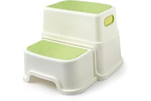 LYCN Two Step Stool for Kids with Handle, 3 in 1 Anti-Slip Potty Stool for Kids Toilet Potty Training, Plastic Toilet Stool, Safety Sturdy Bottom for Bathroom, Kitchen, Toilet (Light Green)