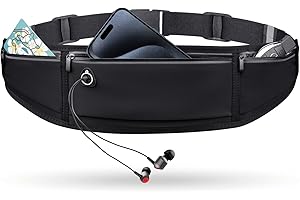 Lidxfeo Schlanker Laufgürtel für Handy, Läufer Gürteltasche für Frauen und Männer, Lauftasche mit Kopfhörer-Anschluss, Sportgürtel Verstellbarem, Perfekt für Joggen, Fitness, Radfahren usw (Schwarz)