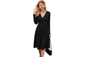 Newshows Jumper Dress for Women UK Long Sleeve V Neck Ladies Knitted Elegant Sweater Party Dress with Pockets