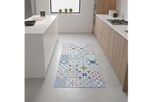 TADI & IMPERIO1979 Alfombra de Vinilo Multicolor con Diseño Geométrico y Floral, Resistente, Fácil de Limpiar,Ideal para Cocina, Baño .. HIDRAMULTI (80X140 cm)